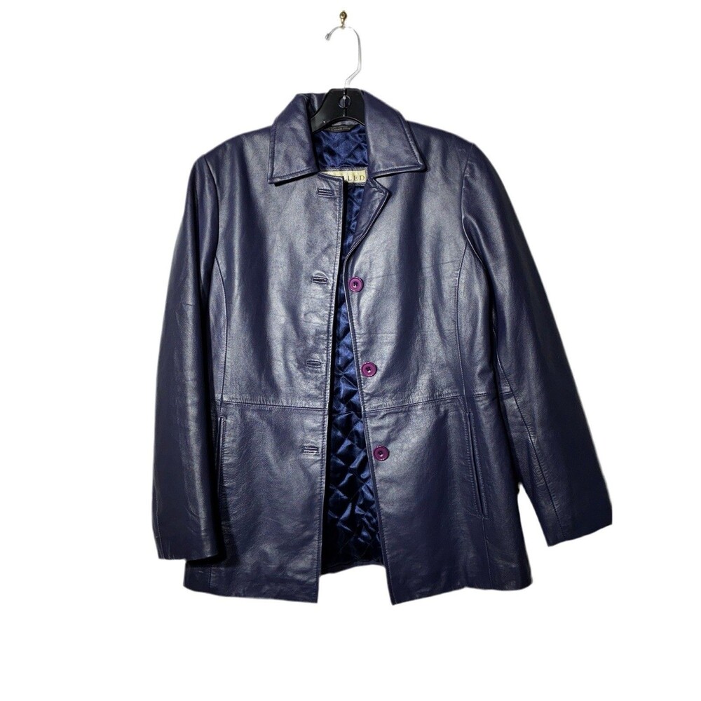 Vintage Purple Leather Quilted Lined Jacket Size Xsmall By Excelled